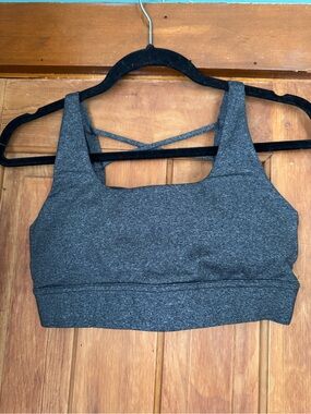 Charcoal Gray Sports Bra with Strappy Back